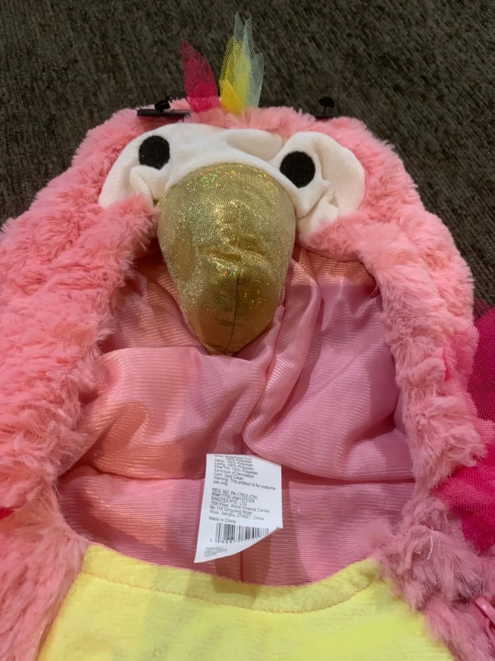 Hyde & EEK! Boutique Toddler Parrot Halloween Costume Jumpsuit in pink. - Picture 6 of 8